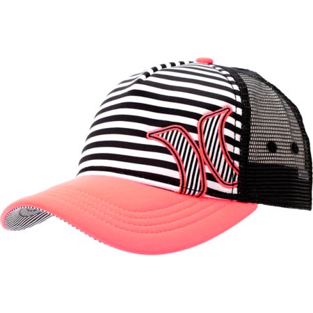 Hurley Girls Striped Black & Coral Snapback Trucker Hat