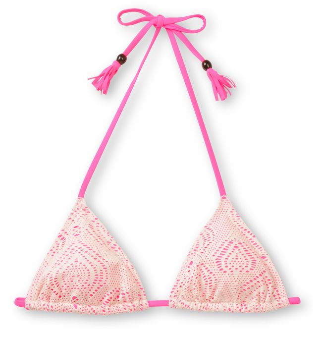 Empyre Girls Oasis Pink & White Crochet Triangle Bikini Top