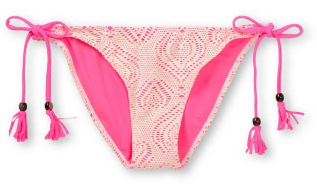 Empyre Girls Bondi Pink & White Crochet Side Tie Bikini Bottom