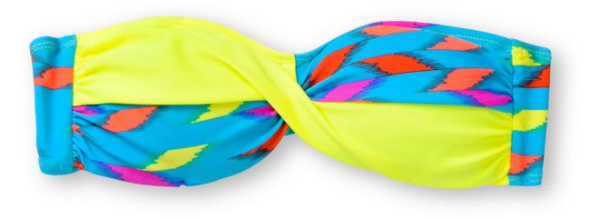 Empyre Girls Huntington Ikat Neon Twist Bandeau Bikini Top