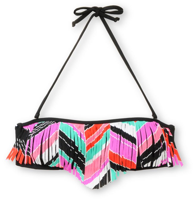 Empyre Girls Chevron Stripe Fringe Bandeau Bikini Top
