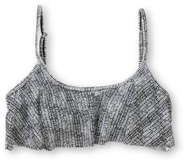 Empyre Girls Venice Black & White Chevron Flounce Bikini Top