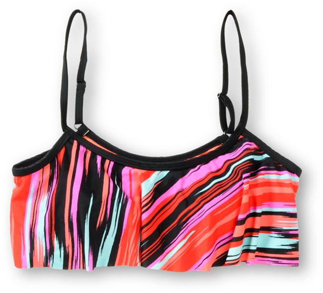 Empyre Girls Venice Painted Stripe Flounce Bikini Top
