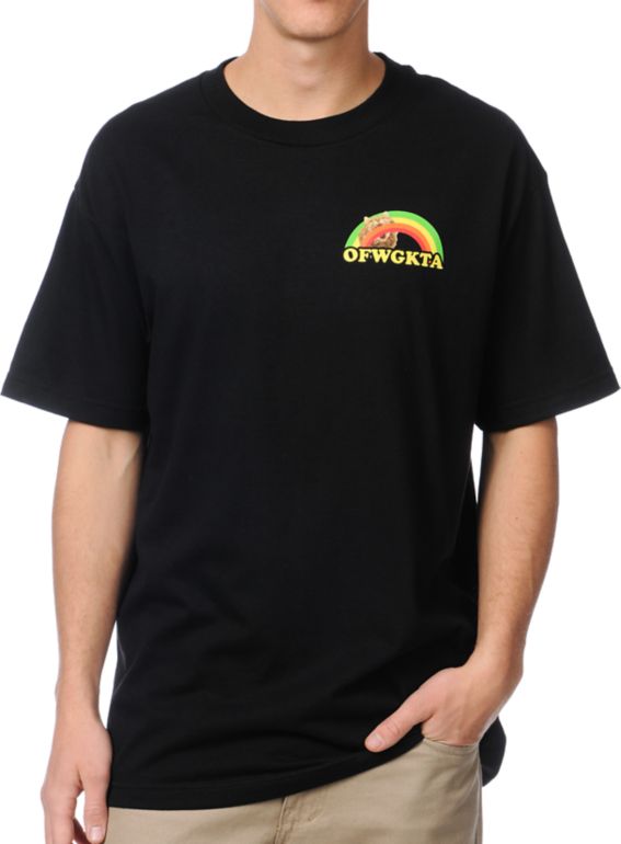Odd Future Rainbow Cat Black Tee Shirt