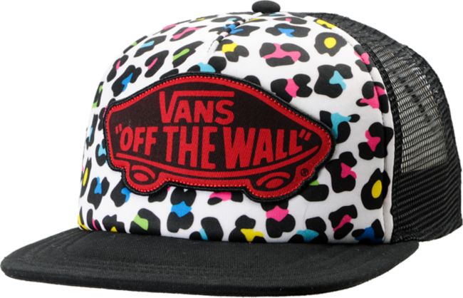 Vans Black & Colorful Leopard Print Trucker Hat