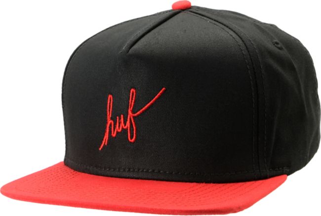 Huf Script 2-Tone Black & Red Snapback Hat