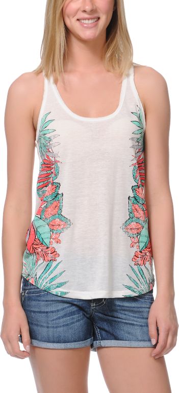 Empyre Girls Casey Aloha Tropical Print Racerback Tank Top