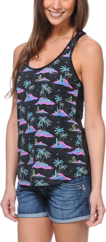 Empyre Girls Casey All Aloha Tropical Print Racerback Tank Top