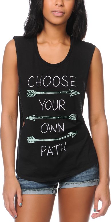 Empyre Lauryn Choose Your Path Black Muscle Tank Top