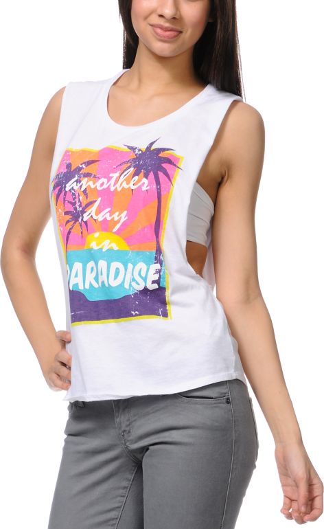 Empyre Lauryn Beach White Muscle Tank Top