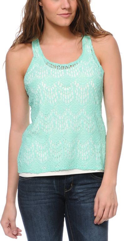 Empyre Girls Shea Mint Crochet Racerback Tank Top