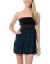 Lunachix Black & Neon Blue Crochet Strapless Dress