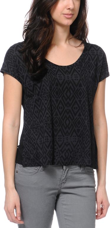 Empyre Girls Hatfield Black Tribal Print Tee Shirt