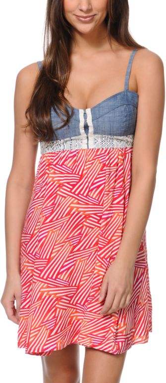 Empyre Girls Clara Criss Cross Stripe Print Dress