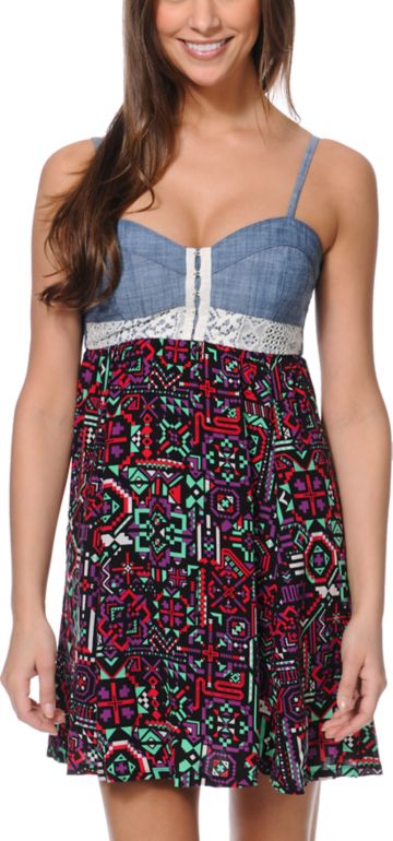 Empyre Girls Clara Chabray & Tribal Print Dress