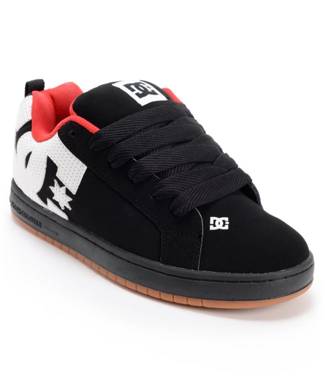 DC Court Graffik Black, White, & Red Skate Shoe