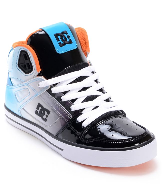 DC Spartan Hi Black, Turquoise & White Patent Leather Skate Shoe