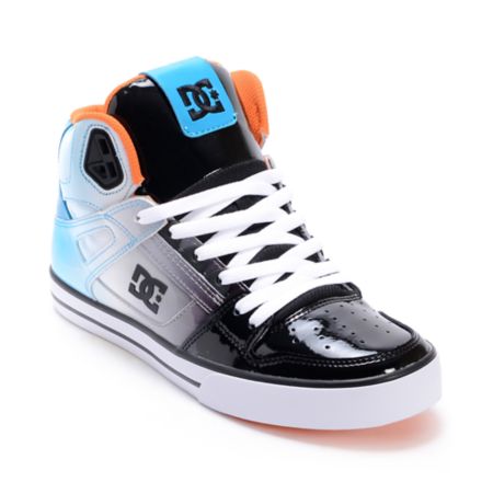 DC Spartan Hi Black, Turquoise & White Patent Leather Skate Shoe