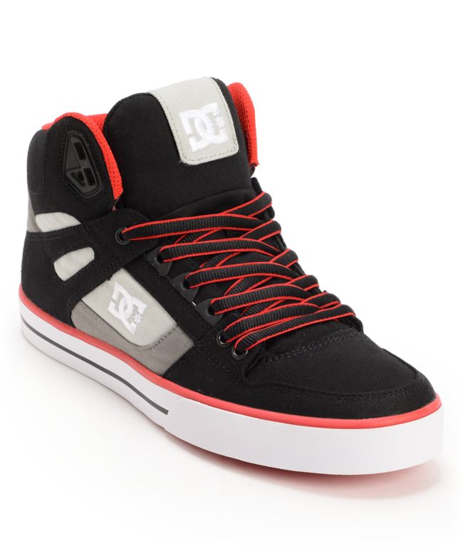 DC Spartan Hi TX Black, Battleship & Red Canvas Skate Shoe