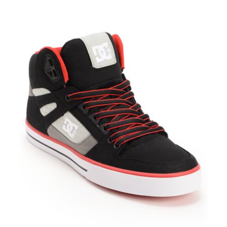 DC Spartan Hi TX Black, Battleship & Red Canvas Skate Shoe