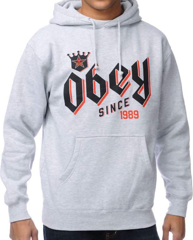 Obey Bar King Heather Grey Pullover Hoodie