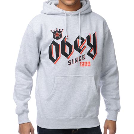 Obey Bar King Heather Grey Pullover Hoodie