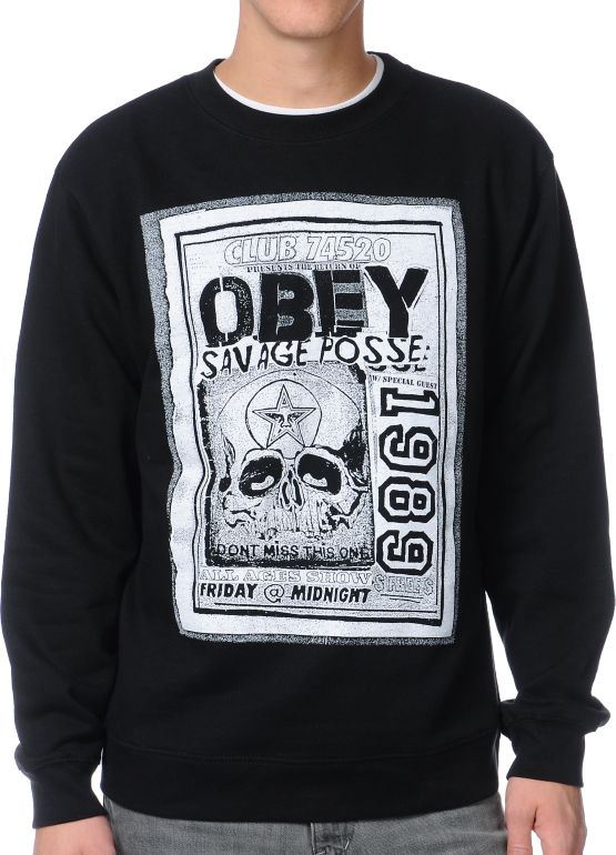 Obey Savage Posse Flyer Black Crew Neck Sweatshirt