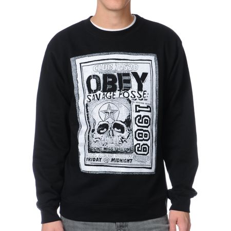 Obey Savage Posse Flyer Black Crew Neck Sweatshirt