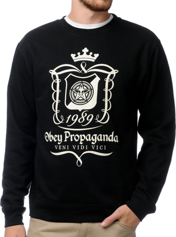 Obey Conqueror Black Crew Neck Sweatshirt