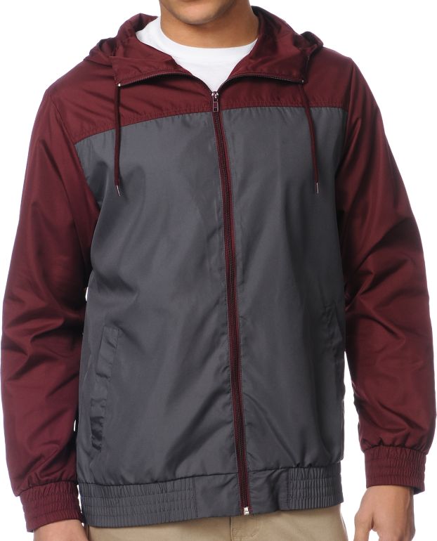 Zine Harvey Burgundy & Charcoal Windbreaker