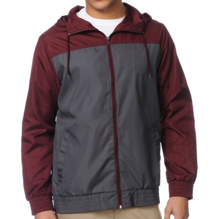 Zine Harvey Burgundy & Charcoal Windbreaker