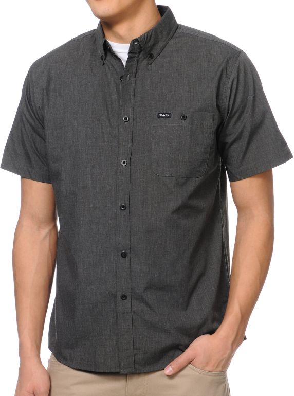 Brixton Howl Heather Charcoal Woven Button Up Shirt