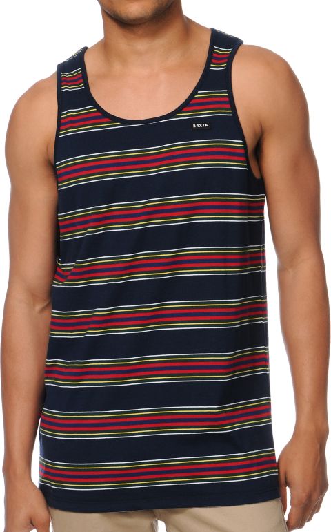 Brixton Sherman Navy Stripe Tank Top