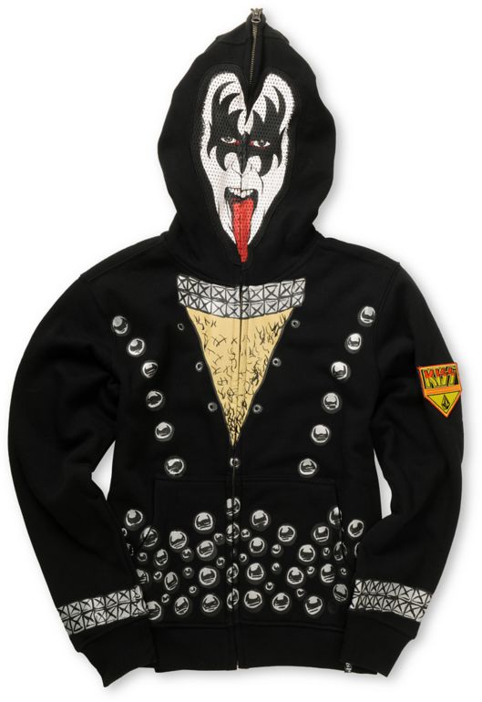 Volcom Boys Kiss Zip Up Gene Simmons Face Mask Hoodie