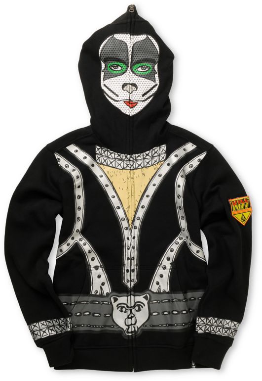 Volcom Boys Kiss Zip Up Eric Singer Face Mask Hoodie