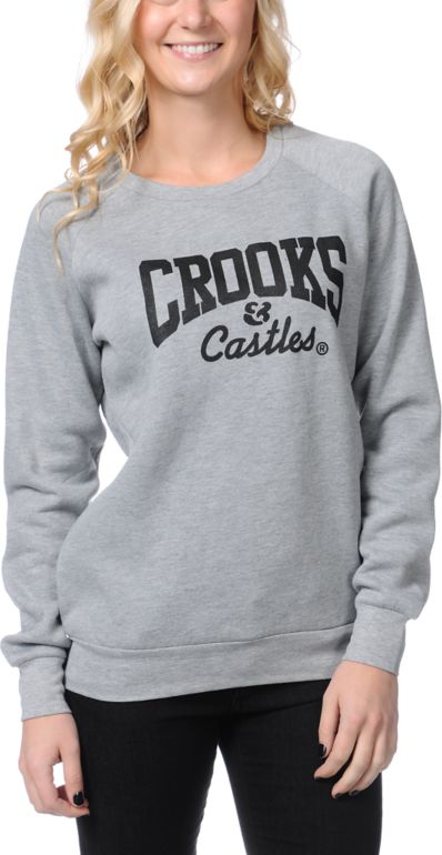 Crooks and Castles Core Logo Heather Grey Crew Neck Sweatshirt