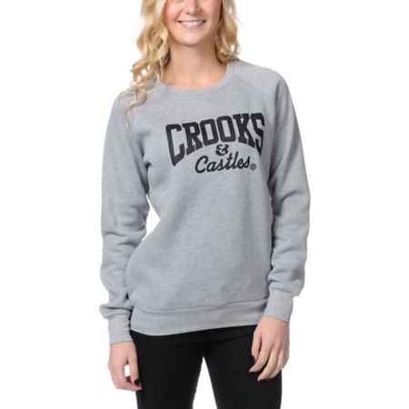 Crooks and Castles Core Logo Heather Grey Crew Neck Sweatshirt