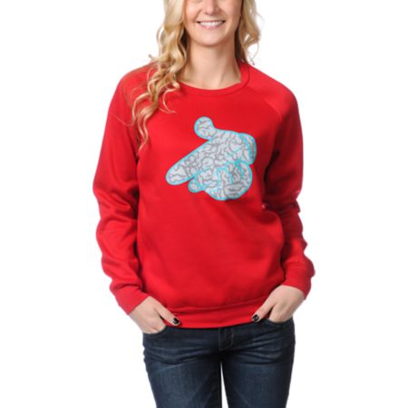 Crooks and Castles Crackle Airgun Red Crew Neck Sweatshirt