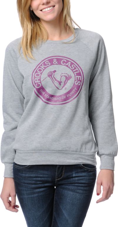 Crooks and Castles Standard Of Purity Grey Crew Neck Sweatshirt