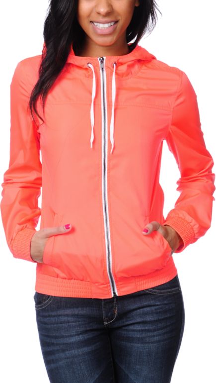 Zine Girls Neon Coral Windbreaker Jacket
