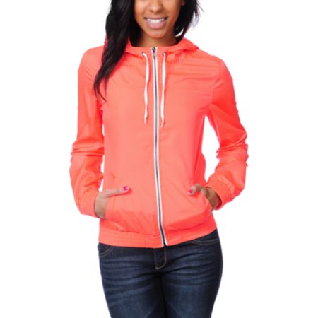 Zine Girls Neon Coral Windbreaker Jacket