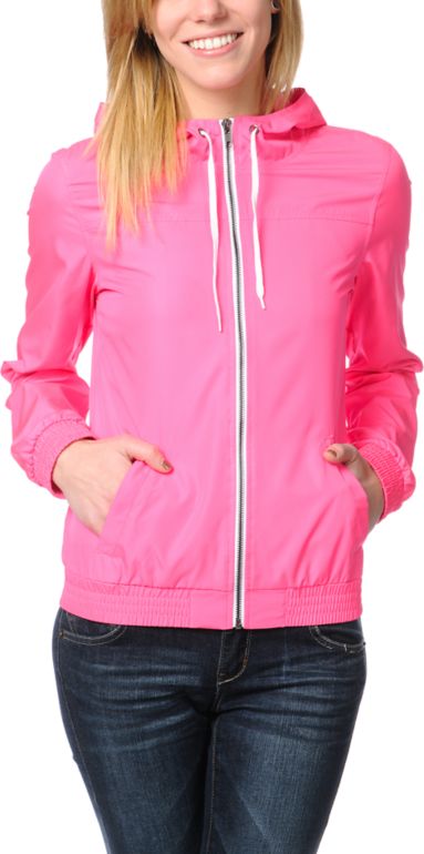 Zine Girls Neon Pink Windbreaker Jacket