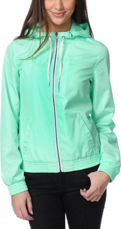 Zine Girls Neon Mint Windbreaker Jacket