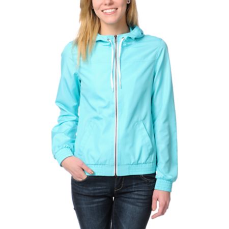 Zine Girls Neon Light Blue Windbreaker Jacket