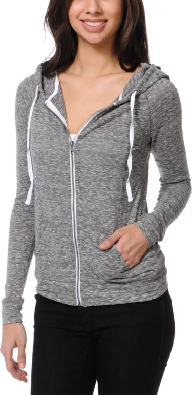 Zine Jersey Heather Black Zip Up Hoodie