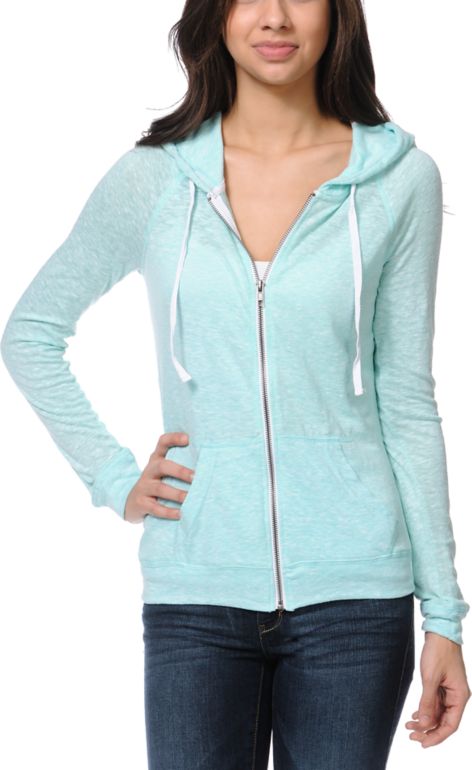 Zine Jersey Light Blue Zip Up Hoodie