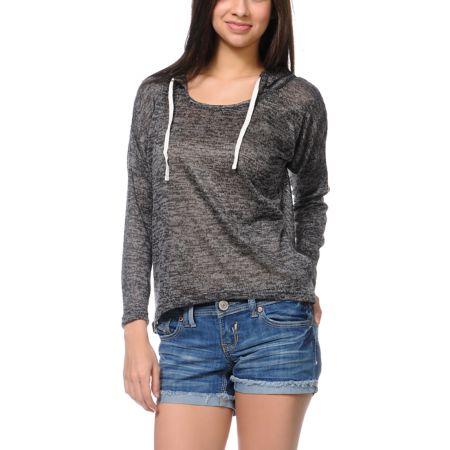 Empyre Girls Hacci Black Knit Pullover Hoodie