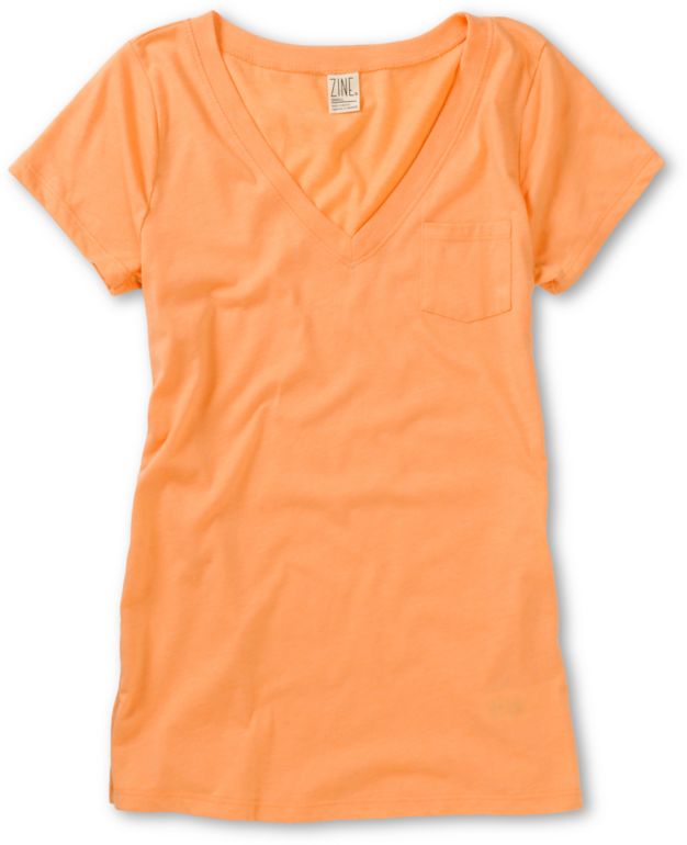 Zine Girls Peach V-Neck Tee Shirt