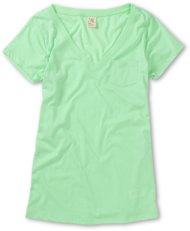 Zine Girls Mint Green V-Neck Tee Shirt