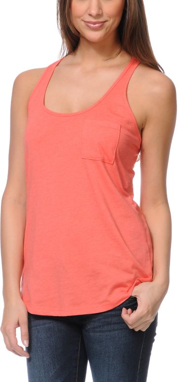 Zine Girls Salmon Coral Racerback Tank Top